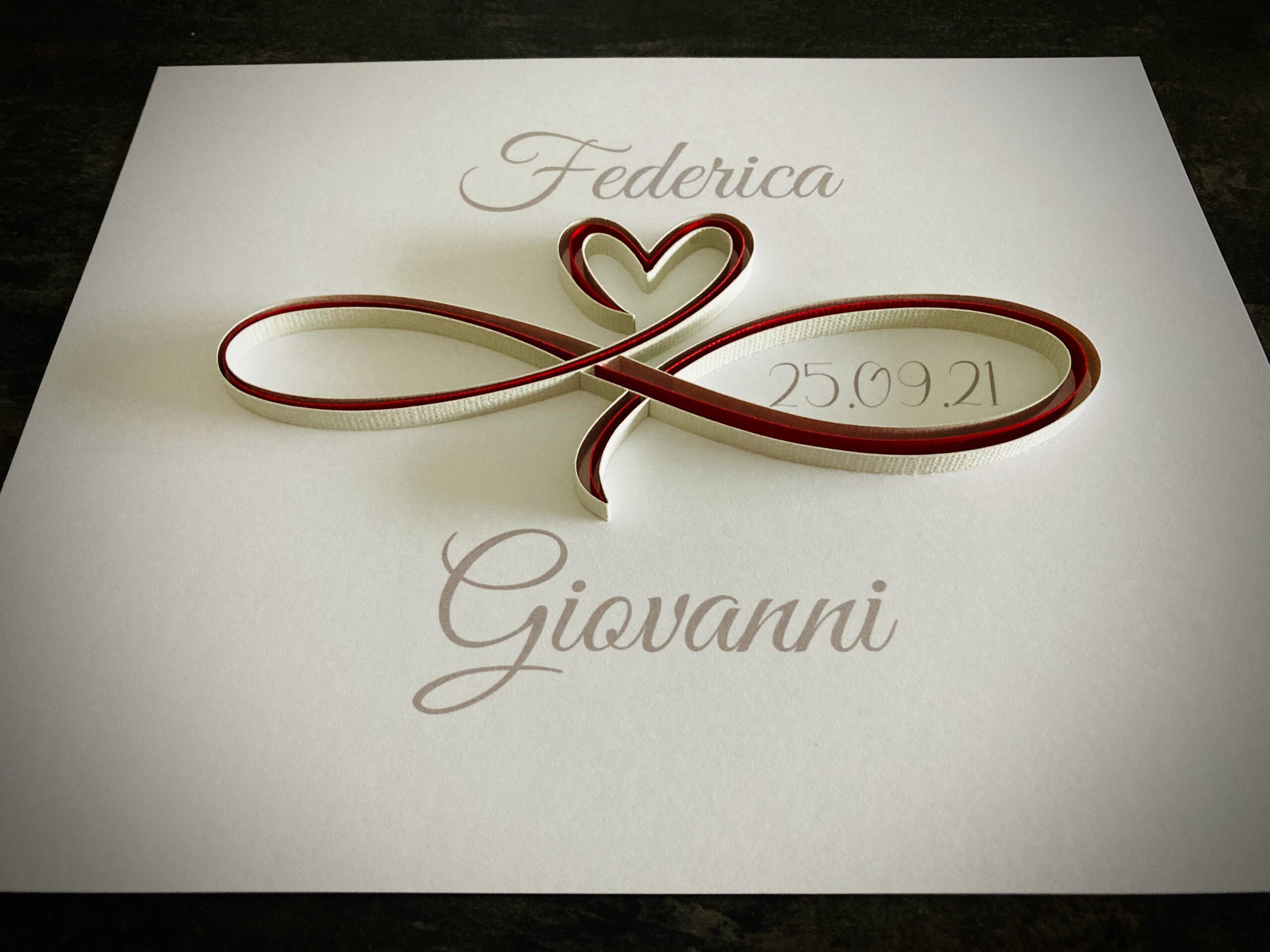 Tableau mariage: le coeur et l'infini