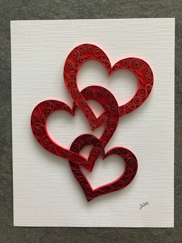 Tableau 3 coeurs rouges